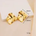 Pendientes de tuerca geométricos plisados irregulares dorados, joyería chic minimalista - Estilo Plisado 3D (EDB10) / Dorado