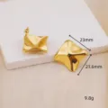 Pendientes geométricos irregulares dorados, joyería minimalista elegante para mujeres. - Estilo Plisado Geométrico (EDB11) / Dorado