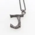 Collier pendentif lettre J en acier inoxydable imitation bois style hip-hop pour homme et femme - Lettre J