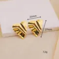 Orecchini a cuore plissettato irregolare dorato, gioielli di moda geometrica chic. - Stile Plissettato a Cuore (EDB12) / Oro