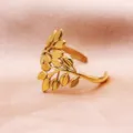 Anillo abierto de hoja dorada, sortija rama acero inoxidable minimalista moda mujer joyeria. - Estilo de hoja 2#