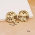 minimalist gold textured round earrings modern chic 28.7mm statement jewelry for women - Round Textured Stud Earrings (EDB07)