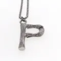 Collier pendentif lettre P en acier inoxydable avec chaine a billes, style hip-hop. - Lettre P