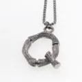 Collier Lettre Q en Acier Inoxydable Pendentif Texture Bois Style Hip Hop Tendance - Lettre Q