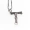 Collier pendentif lettre T en acier inoxydable avec chaîne à billes pour homme et femme. - Lettre T