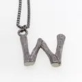 Collier pendentif lettre W en acier inoxydable, chaîne texture écorce style hip-hop unisexe. - Lettre W