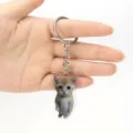 Cute crying cat acrylic keychain, funny internet meme pendant for keys, stylish bag charm. - Silver-Pity Cat