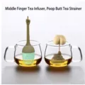 Infuseur à thé amusant en silicone en forme de caca et doigt d'honneur avec tasse - Ensemble Caca et Doigt D'honneur / Ensemble deux pièces