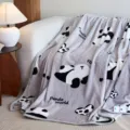 Zachte grijze flanellen deken met schattig cartoon panda patroon - Pandajong / 70*100cm-Alleen deken