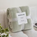 Saliegroene ultra-zachte flanellen fleecedeken gevouwen met elegante grijze lintverpakking - Elegant Groen / 120X200CM Alleen Deken Eenvoudige Verpakking
