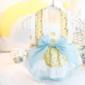 Cute puppy princess dress with polka dots, lace trim and bow for small dogs summer wear. - Size XS / Yellow