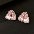 Zarte rosa Kristallblumen Ohrringe, süßer und eleganter Damenschmuck für den Alltag. - Silber-Ohrstecker - Rosa