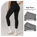 Pantaloni da yoga neri a vita alta push-up, ideali per corsa, fitness e allenamento. - Taglia S / Nero premium