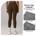 Pantaloni da yoga a vita alta donna palestra fitness corsa abbigliamento marrone - Caffè Tè Bruciato