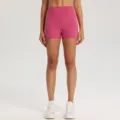 High waist yoga shorts for women fitness running gym workout stretch athletic apparel - S / Lychee Pink