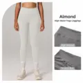 Leggings da yoga morbidi a vita alta da donna fitness corsa pantaloni allenamento albicocca - Albicocca Crema