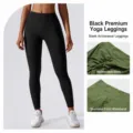 Mallas de yoga negras de talle alto para mujer, pantalones deportivos moldeadores. - M / Negro