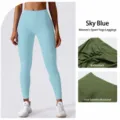 Pantalones de yoga de cintura alta sin costuras para mujer, mallas deportivas transpirables. - S / Azul Molino de Viento