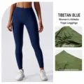 Pantalones de yoga de talle alto azul oscuro con fruncido para fitness y realce. - Azul Marino