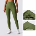 Leggings de yoga verdes de cintura alta para mujer, pantalones deportivos push-up. - Verde Militar