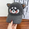 Detailed view of the dark grey fleece baseball cap with cute animal ears and embroidery. - Adjustable (55-59cm) / Koala Ears - Grey
