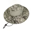 Outdoor men camo bucket hat, breathable mesh crown, wide brim sun protection fishing cap. - M (56-58cm) / Grayish White