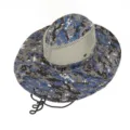 Men's outdoor digital camouflage sun hat breathable mesh wide brim and adjustable cord. - M (56-58cm) / Navy Blue