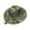Outdoor camouflage sun hat for men, breathable mesh wide brim fishing hat, digital camo. - M (56-58cm) / White And Green