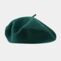 Dark green wool beret hat detail, simple solid color woolen painter hat for women autumn winter. - Recommended Head Circumference 56-59 cm (Elastic, Non-adjustable) / Dark Green