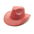 Red sparkly cowboy hat for party, EVA glitter costume hat detail view for festive events - Red