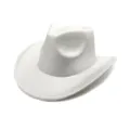 White glitter cowboy hat detail view, premium EVA party hat for carnival and festival events. - Silver