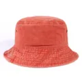 Vintage washed denim bucket hat for women, casual solid color summer sun protection basin cap. - One Size / Orange