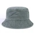 Grey washed cotton bucket hat, vintage sun protection casual summer basin hat for women. - One Size / Gray