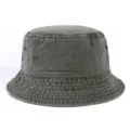 Vintage washed cotton bucket hat in military green. Classic plain sun protection sunhat. - One Size / Denim Green