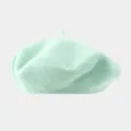 Wool beret detail view, solid color painter hat, soft fabric texture close up, minimalist style. - Recommended Head Circumference 56-59 cm (Elastic, Non-adjustable) / Light Green