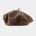Brown wool beret for women, autumn winter solid color vintage artist painter hat casual chic - Recommended Head Circumference 56-59 cm (Elastic, Non-adjustable) / Light Coffee