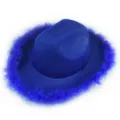 Blauer Feder Cowboyhut Vliesstoff Jazzhut Junggesellenabschied Party Kostüm Hut Damen Herren - Blau