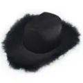 Schwarzer Federn Cowboyhut Western Jazzhut Party Kostüm Hut elegante Festival Kopfbedeckung - Schwarz