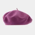 Purple wool beret detail shot, cozy winter textured fabric, vintage painter hat close up. - Recommended Head Circumference 56-59 cm (Elastic, Non-adjustable) / Medium Purple