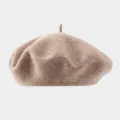 Wool beret hat for women, solid color autumn winter vintage Japanese style painter cap. - Recommended Head Circumference 56-59 cm (Elastic, Non-adjustable) / Mocha
