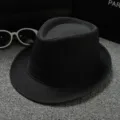 Classic black solid color fedora hat unisex fashion casual jazz hat sun protection sun hat. - 58cm / Black