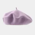 Close-up detail of the soft wool beret texture, showing fine craftsmanship and fabric quality. - Recommended Head Circumference 56-59 cm (Elastic, Non-adjustable) / Light Purple