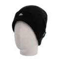 Black knitted beanie hat for women, winter warm outdoor mountain embroidery slouchy cap. - One Size / Mountain Logo / Black