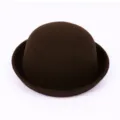 Brown wool felt bowler hat retro derby hat classic dome hat for autumn winter fashion. - Kids 54CM / Coffee