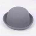 Grey wool felt bowler hat classic british vintage dome hat for autumn winter daily wear - Kids 54CM / Gray