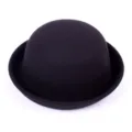 Black Woolen Bowler Hat Vintage Dome Fedora British Style Fall Winter Unisex Hat Variant - Kids 54CM / Black