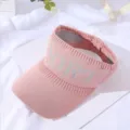 Pink knitted empty top sun visor hat, breathable mesh sports cap for women summer outdoor. - One Size / Pink