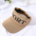 Knit empty top sun visor hat breathable mesh casual summer sun protection hat sports cap - One Size / Khaki