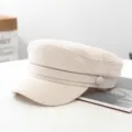 Vrouwen katoen linnen krantenjongensmuts zomer casual platte top vizier dop minimalistische - Beige
