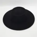 Sombrero de fieltro negro de ala ancha, elegante gorro de jazz retro para hombres y mujeres. - Talla única / Negro